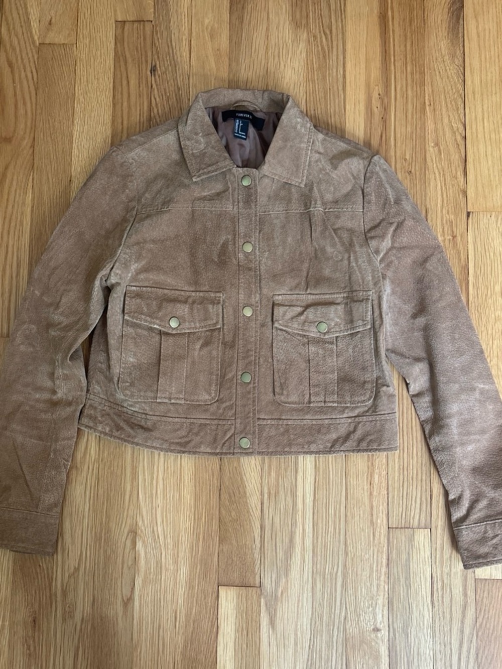 Women's Suede Utility Jacket - Tan
